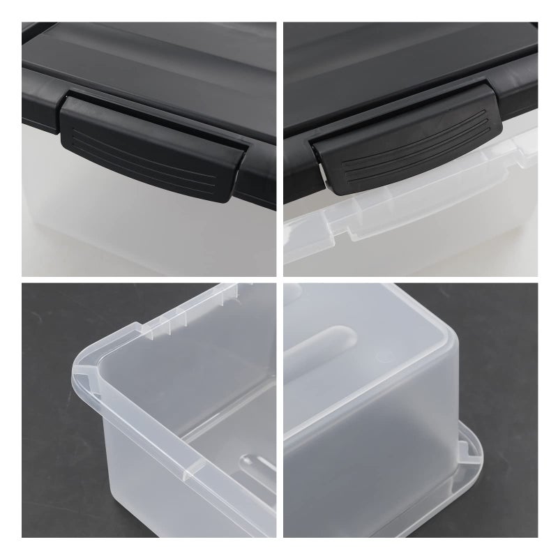 Teyyvn 14 L Clear Storage Box, 2-Pack Plastic Storage Bin with Black Lid - Image 3
